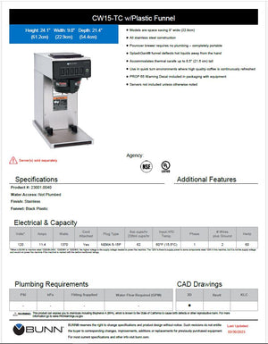 Bunn Coffee Brewer for Thermal Server Model # 23001.0040