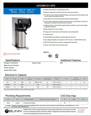 Bunn Coffee Brewer for Airpot Model # 38700.0010
