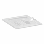 Cambro 1/6 Size Translucent Polypropylene Handled Lid with Spoon Notch- 60PPCHN190