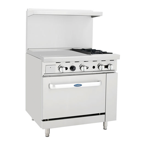 Atosa 36" Gas Range with Two Open Burners & 24" Griddle- AGR-2B24GL