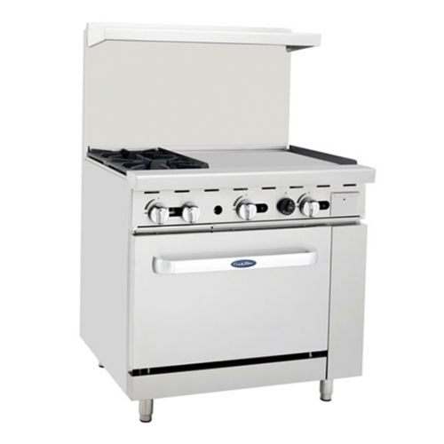 Atosa 36" Gas Range with Two Open Burners & 24" Griddle- AGR-2B24GR