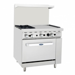 Atosa 36" Gas Range with Two Open Burners & 24" Griddle- AGR-2B24GR
