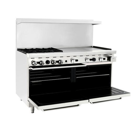 Atosa 60" Gas Range with Four Open Burners & 36" Griddle- AGR-4B36GR