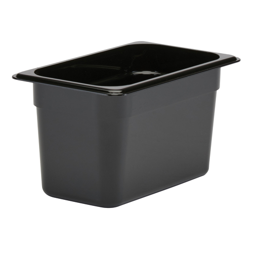 Cambro Camwear 1/4 Size Black Polycarbonate Food Pan, 6" Deep- 46CW110