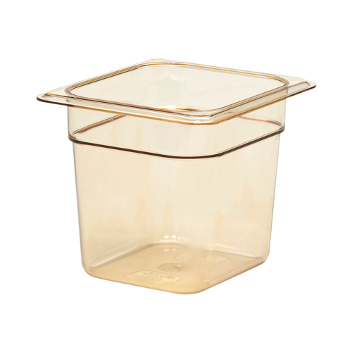 Cambro H-Pan™ 1/6 Size Amber High Heat Plastic Food Pan, 6" Deep- 66HP150