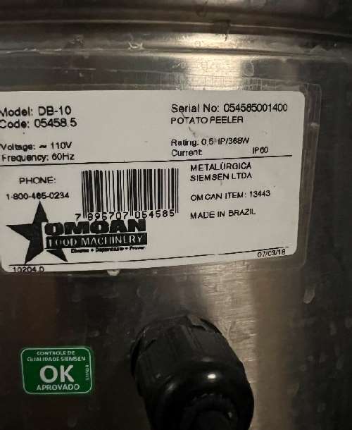 OMCAN Food Machinery Potato Peeler