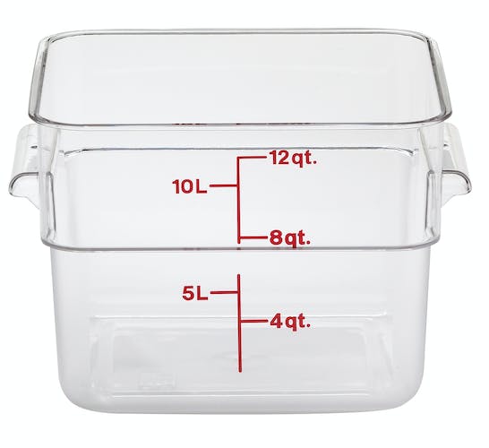 Cambro CamSquares Classic 12 Qt. Clear Square Polycarbonate Food Storage Container- 12SFSCW135