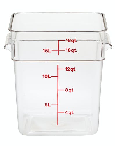 Cambro CamSquares Classic 18 Qt. Clear Square Polycarbonate Food Storage Container- 18SFSCW135
