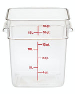 Cambro CamSquares Classic 18 Qt. Clear Square Polycarbonate Food Storage Container- 18SFSCW135