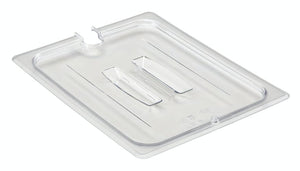 Cambro Camwear 1/6 Size Clear Polycarbonate Handled Lid with Spoon Notch- 60CWCHN135