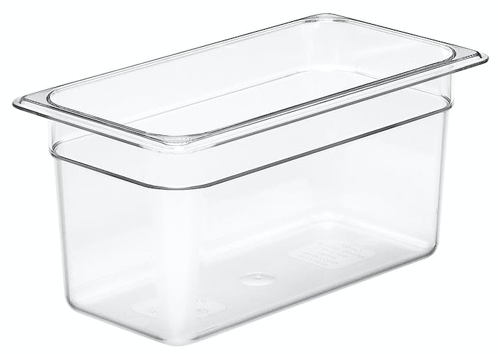 Cambro Camwear 1/4 Size Clear Polycarbonate Food Pan, 4" Deep- 44CW135