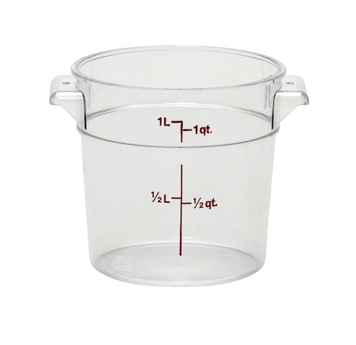 Cambro Camwear 1 qt Round Clear Measuring Storage Container- RFSCW1